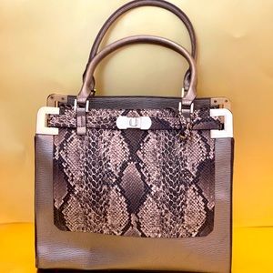 Steve Harvey Brand Leather Snake Print Tote